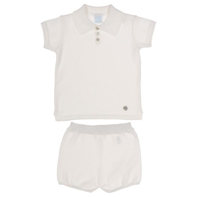 Picture of Granlei  Boys Summer Knit Polo Top & Shorts Set - White