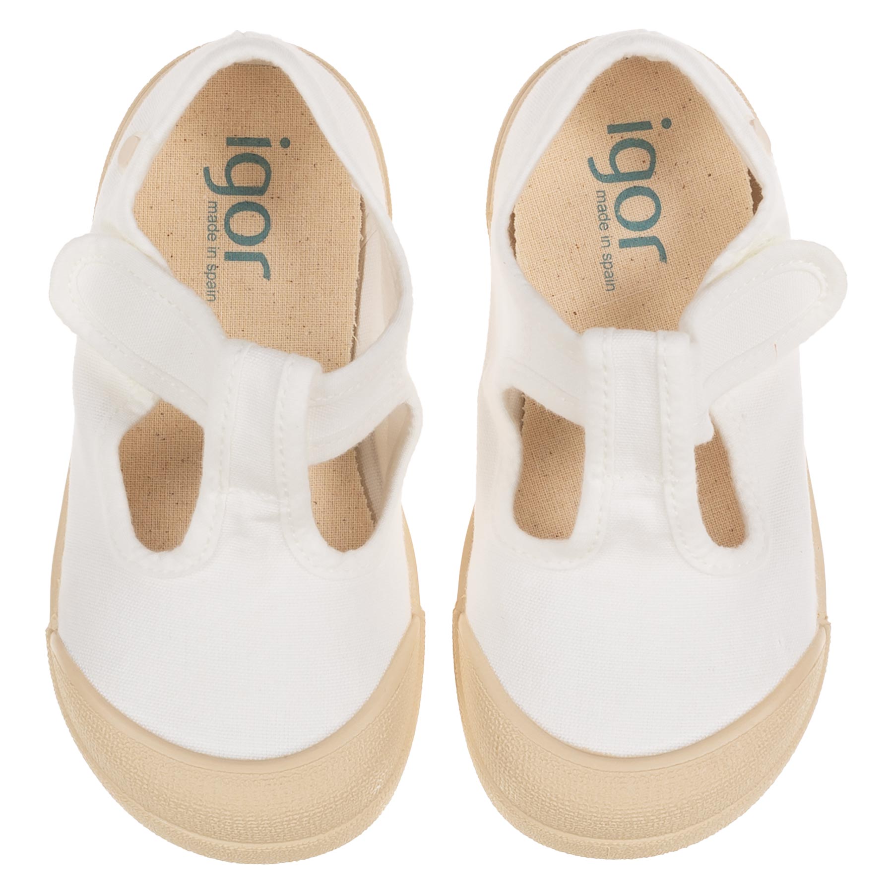 Igor Easy On Lona Pepito Canvas Barefoot T Bar White