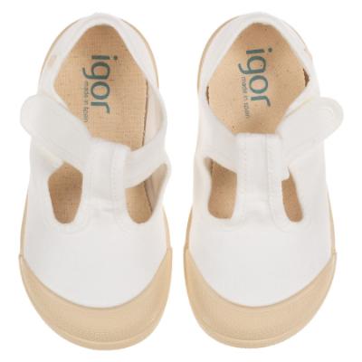 Picture of Igor Easy On Lona Pepito Canvas Barefoot T-Bar - White