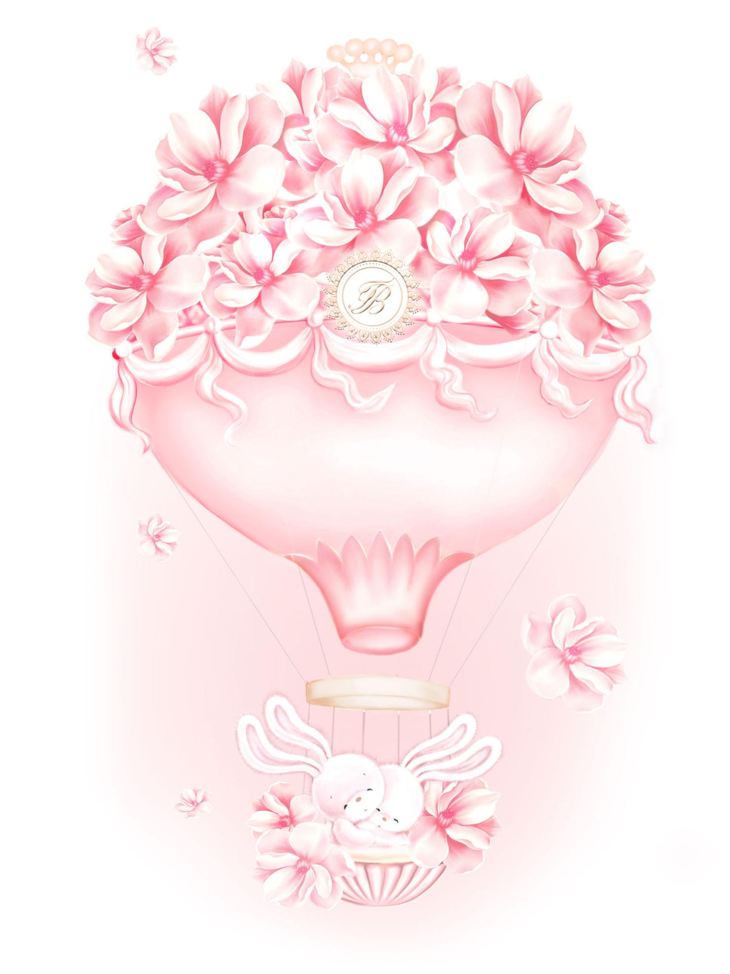 First Baby Girls Front Fastening Hot Air Balloon Babygrow Pink