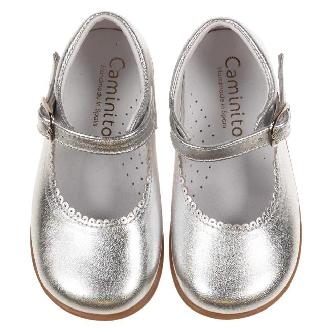 Picture of Caminito Toddler Girls Mary Jane Shoe - Metallic Silver Leather