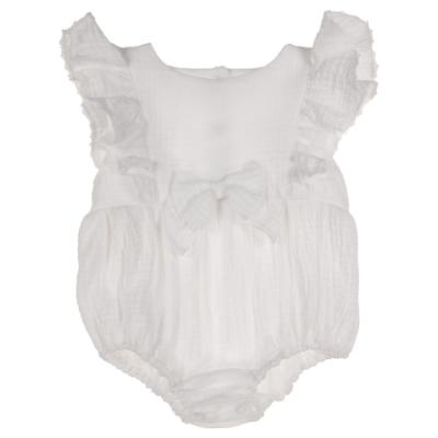 Picture of Jamiks Kids Baby Girls Bisza Organic Cotton Frilled Romper - Ivory 