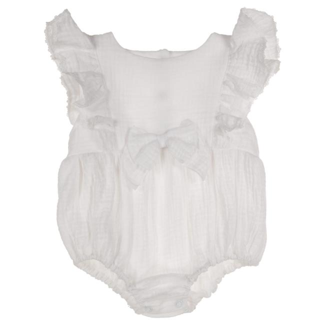 Picture of Jamiks Kids Baby Girls Bisza Organic Cotton Frilled Romper - Ivory 
