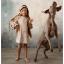 Picture of Daga Girls Horse Racing Ruffle Sleeve Dress - Beige