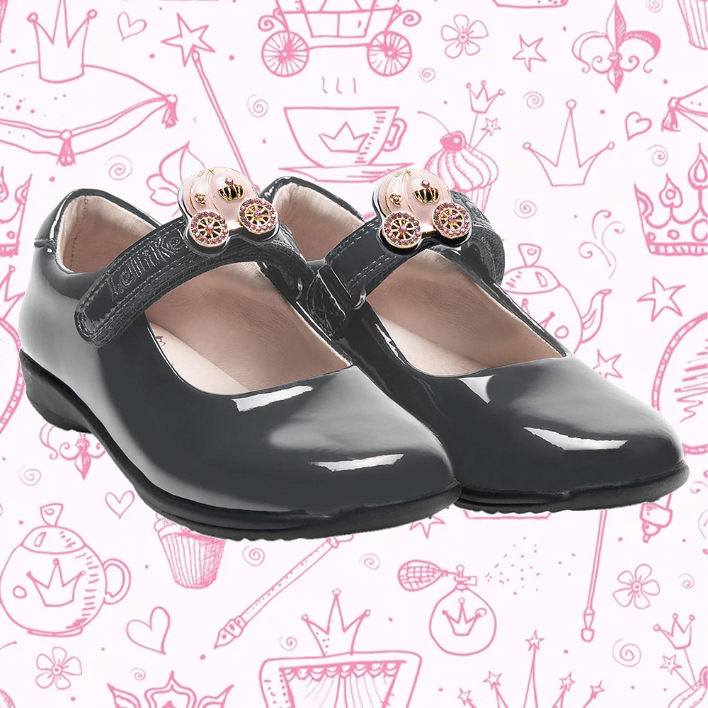 Lelli Kelly Carrie 2 With Detachable Princess Coach School Shoe F Fitting Grey Patent