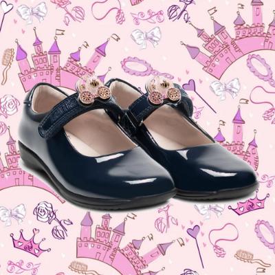 Picture of Lelli Kelly Carrie 2 With Detachable Princess Coach School Shoe F Fitting - Navy Patent 