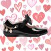Picture of Lelli Kelly Anne Girls School Shoe G Fit With Detachable Heart Bracelet - Black Patent