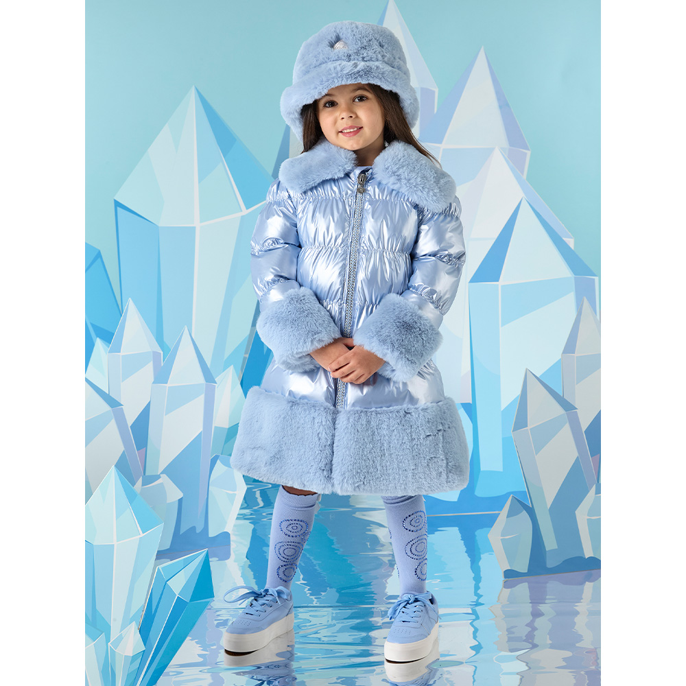 Ice blue faux fur coat discount