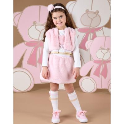 Picture of A Dee Abstract Teddy Collection Sally Faux Fur Gilet - Baby Pink