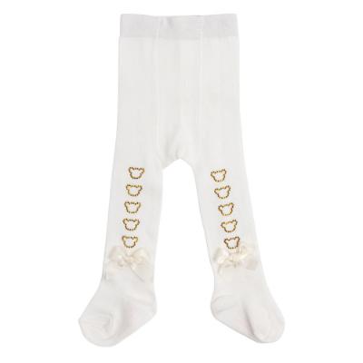 Picture of Little A Bear Hugs Collection Gladys Diamante Heart Tights - Snow White