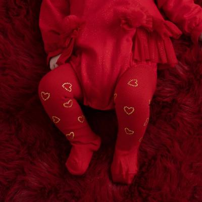 Picture of Little A Festive Hearts Collection Hazel Diamante Heart Tights - Red