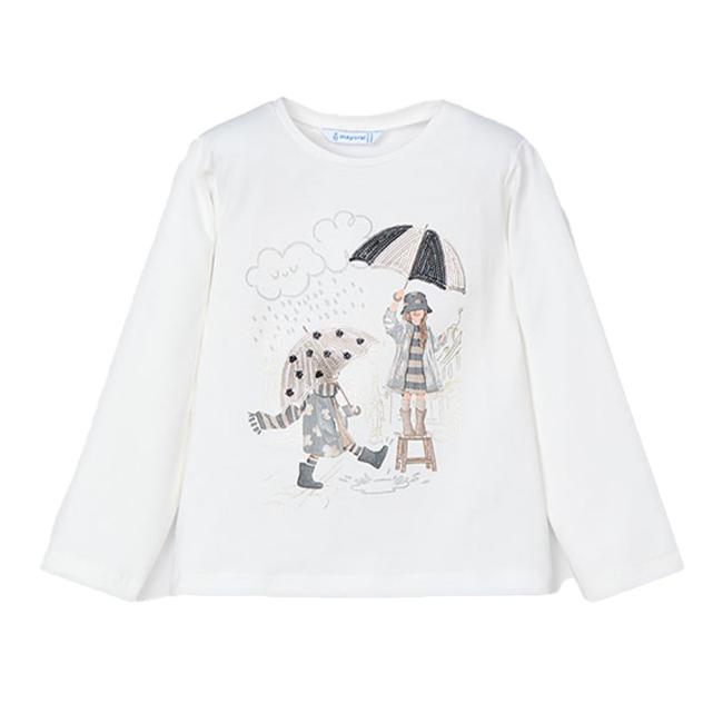 Picture of Mayoral Mini Girls Sequin Umbrella T-shirt - Cream