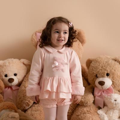 Picture of Little A Bear Hugs Collection Gia Faux Fur Bear Print Romper - Baby Pink