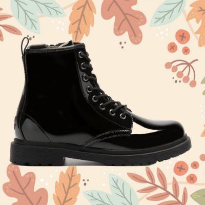 Picture of Lelli Kelly Harper Girls Ankle Boot Inside Zip - Black Patent 