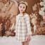 Picture of Rochy Girls Gold Winter Collection Lace Collar Dress - Beige Check Gold