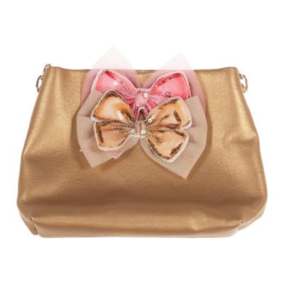 Picture of Daga Girls Pretty In Pink Bow Crossbody Bag - Gold Pink 