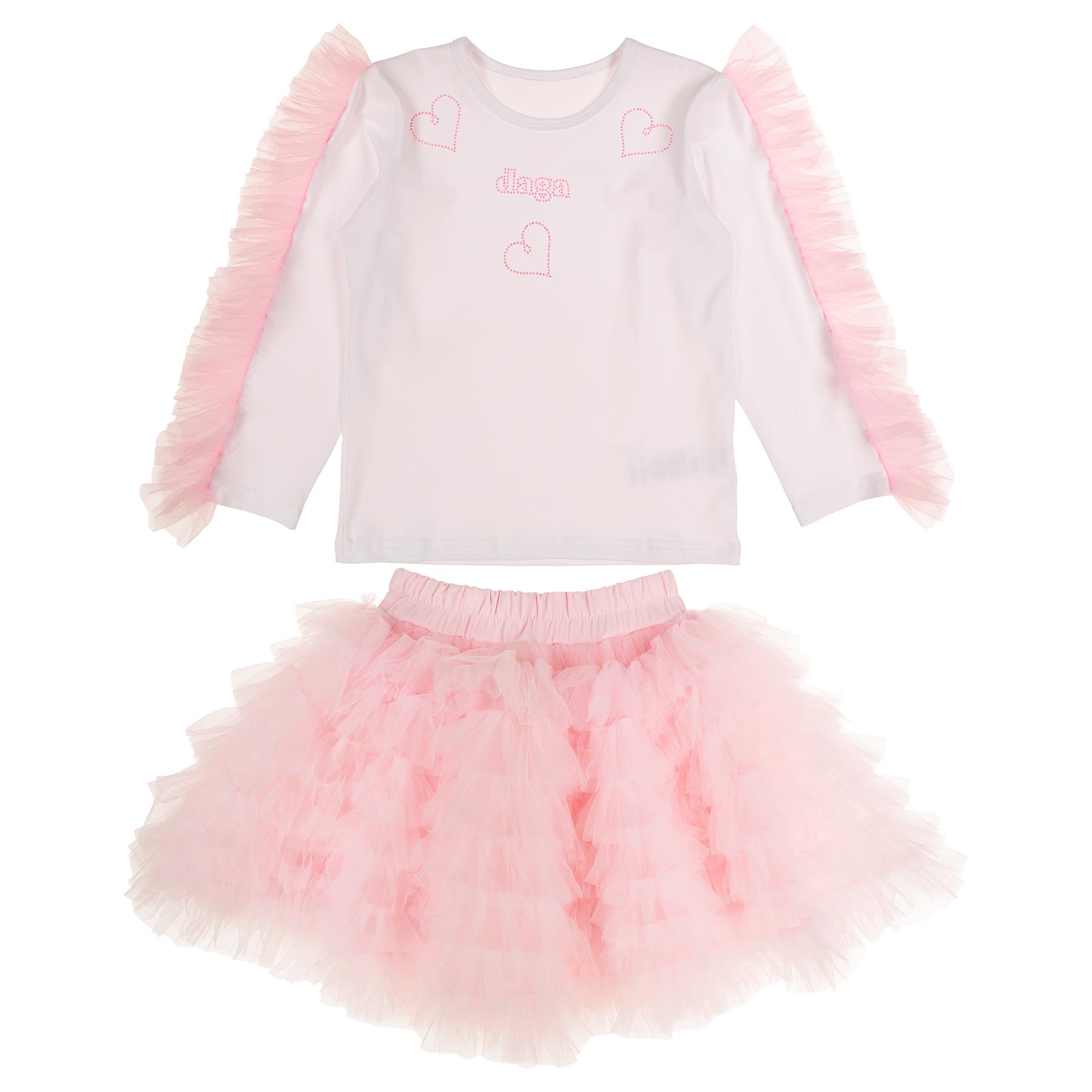 Pink tulle skirt white top online