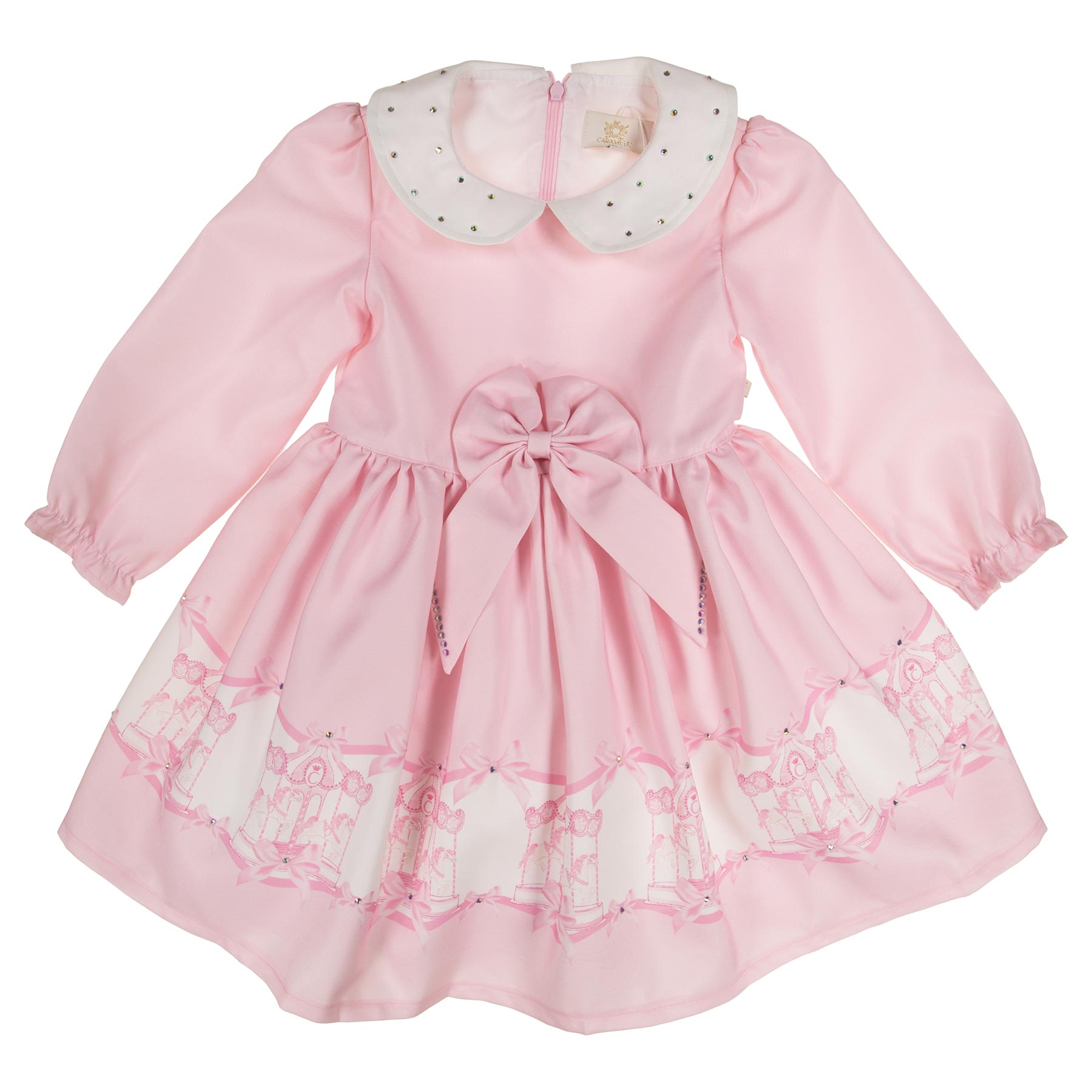 Caramelo Kids Girls Carousel Dream Peter Pan Collar Dress Pink