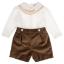 Picture of Sarah Louise Boys Smocked Blouse & Velvet Short Set - Ivory Gold Brown