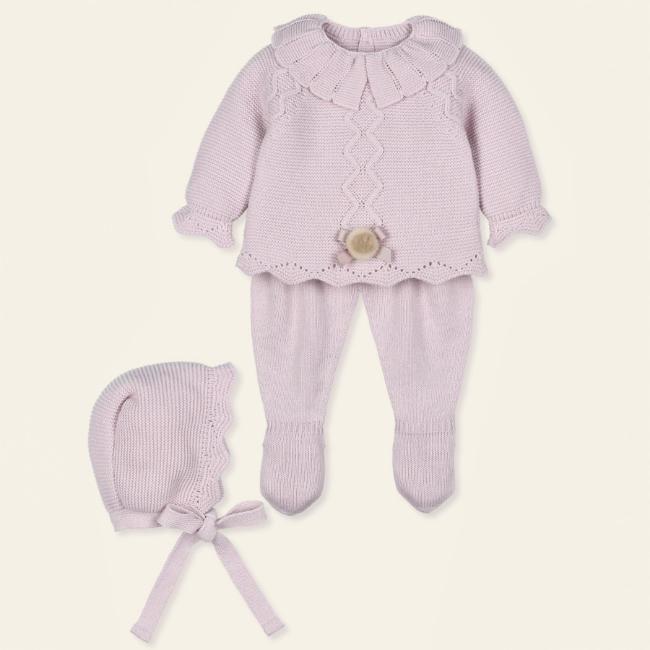 Picture of Mac Ilusion Baby Mimar Collection Girls Knitted Sweater Bonnet & Leggings Set X 3 - Lilac 