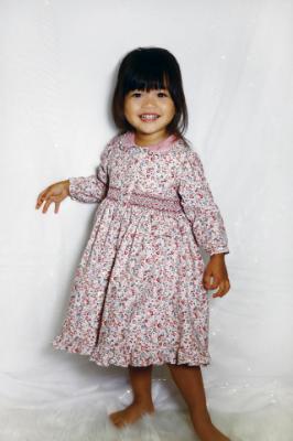 Picture of Sarah Louise Girls Smocked Ditsy Floral  Dress - Rose Pink