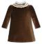 Picture of Sarah Louise Girls Velvet Dress With Detachable Smocked Collar - Gold Brown
