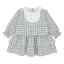 Picture of Pastels & Co Girls Cool Checks Candy Drop Waist Ruffle Dress - Ivory Ice Blue