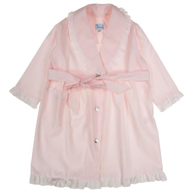 Picture of Salero Girls Cotton Dressing Gown With Ruffles - Pink White