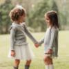 Picture of Granlei  Girls Knit Dress With Tulle Bows - Dusky Pink Ivory