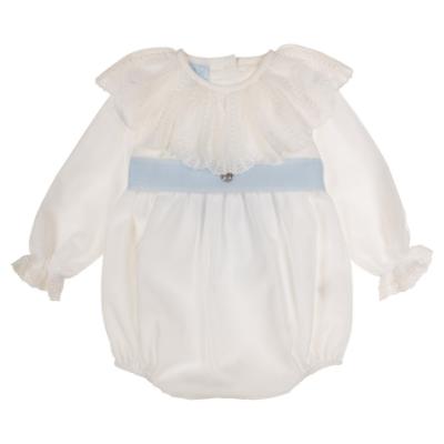 Picture of Granlei Baby Special Occasion Romper - Ivory Pale Blue