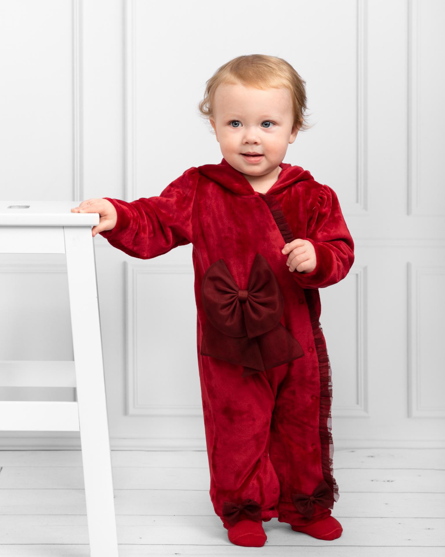 Caramelo Kids Baby Girls Velour All In One With Tulle Bow