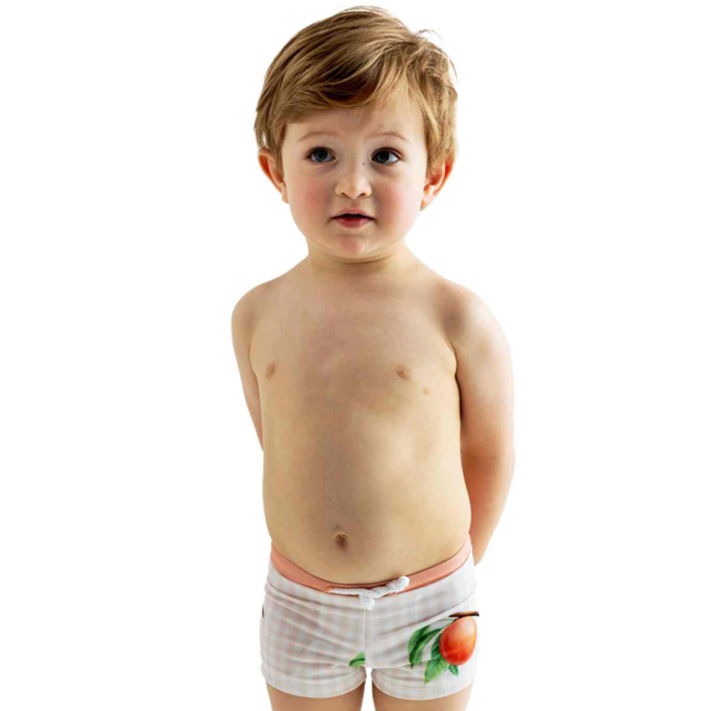 Meia Pata Boys Peaches Lycra Swim Shorts White Peach