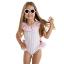 Picture of Meia Pata Girls Pink Stripes Salerno Swimsuit - White Pink