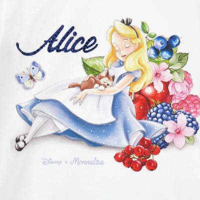 Picture of Monnalisa Girls Alice In Wonderland Floral T-shirt - White