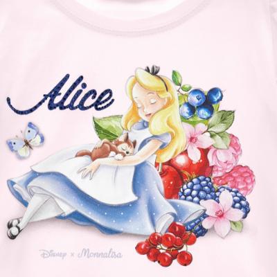 Picture of Monnalisa Girls Alice In Wonderland Floral T-shirt - Pink
