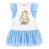Picture of Monnalisa Girls Alice In Wonderland Tulle Jersey Dress - Blue