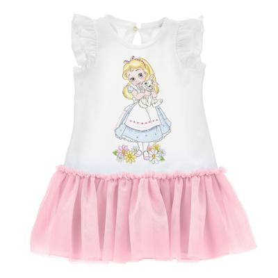 Picture of Monnalisa Bebe Girls Alice In Wonderland Tulle Jersey Dress - Pink