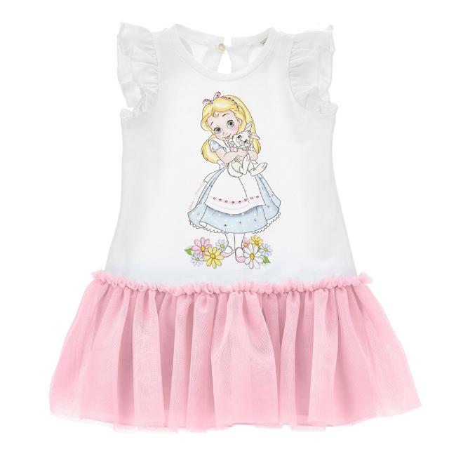 Picture of Monnalisa Bebe Girls Alice In Wonderland Tulle Jersey Dress - Pink