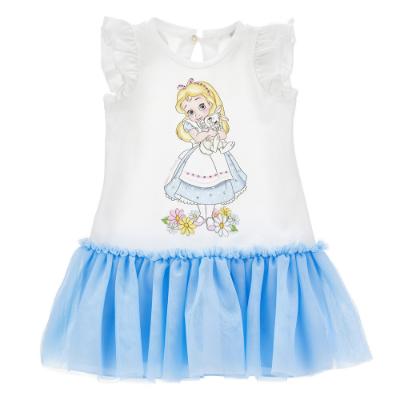 Picture of Monnalisa Bebe Girls Alice In Wonderland Tulle Jersey Dress - Blue