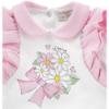 Picture of Monnalisa Bebe Girls Alice In Wonderland Babygrow, Hat & Bib Set - White Pink