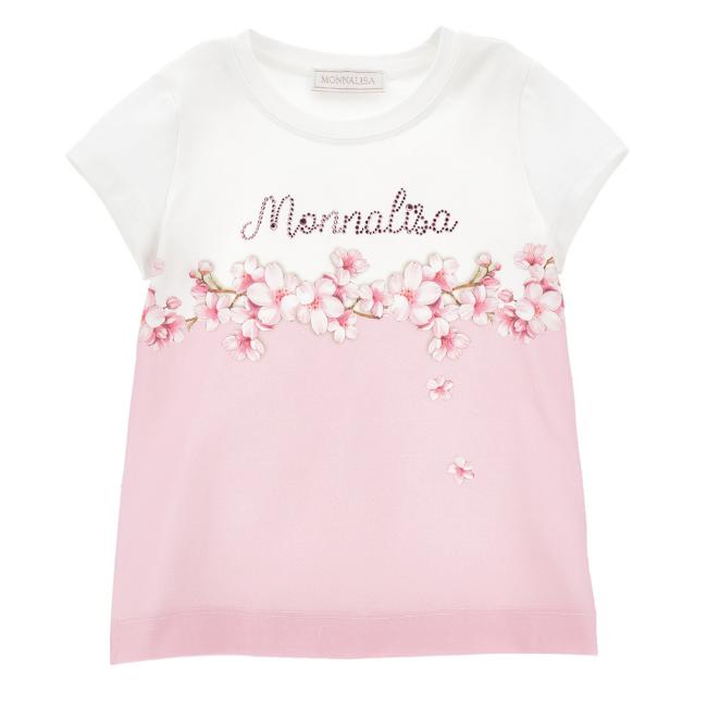 Picture of Monnalisa Girls Bambi Crystal Logo T-shirt - Pink