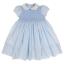 Picture of Sarah Louise Girls Smocked Bodice Puff Sleeve Dress - Pale Blue