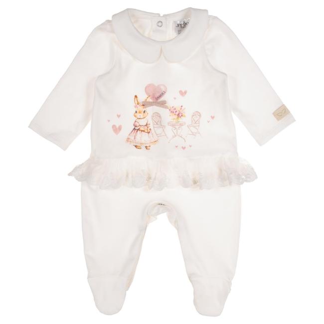 Picture of Jamiks Kids Baby Girls Naja Love Bunny Babygrow - Ivory Pink