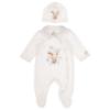 Picture of Jamiks Kids Baby Boys Robin Balloon Bunny Babygrow Hat Swaddle Set X 3 - Ivory Pale Blue 