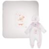 Picture of Jamiks Kids Baby Girls Neia Teddy Babygrow Hat Swaddle Set X 3 - White Pink