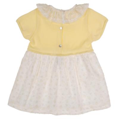 Picture of Rigola Baby Girls Organic Knit & Plumetti Dress & Panties Set - Summer Sun Yellow
