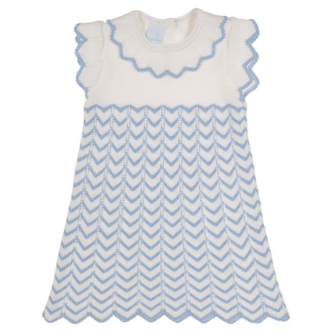 Picture of Granlei  Girls Knitted ZigZag Dress - White Blue