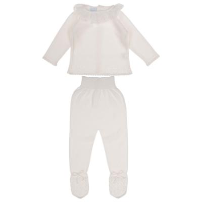 Picture of Granlei Baby Girls Soft Knit Lace Collar Sweater & Pant Set X 2 - Ivory 