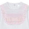 Picture of Deolinda Baby Bombon Smocked Ruffle Babygrow  - White Pink
