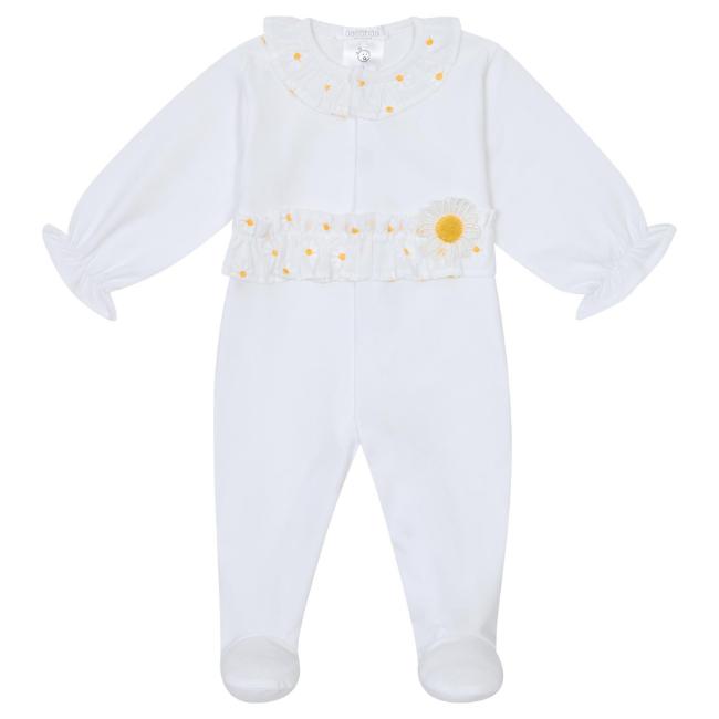Picture of Deolinda Baby Girls Sunny Ruffle Babygrow  - White Yellow